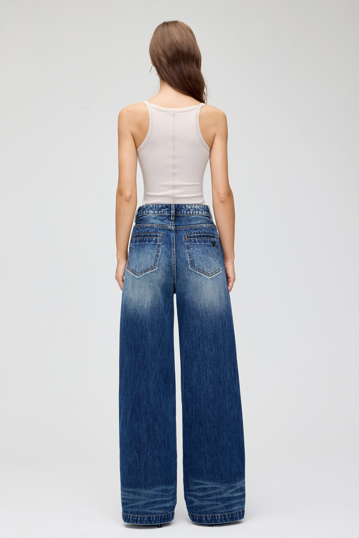 Vessira Women’s Medium Blue High-Waist Non-Stretch Wide-Leg Jeans