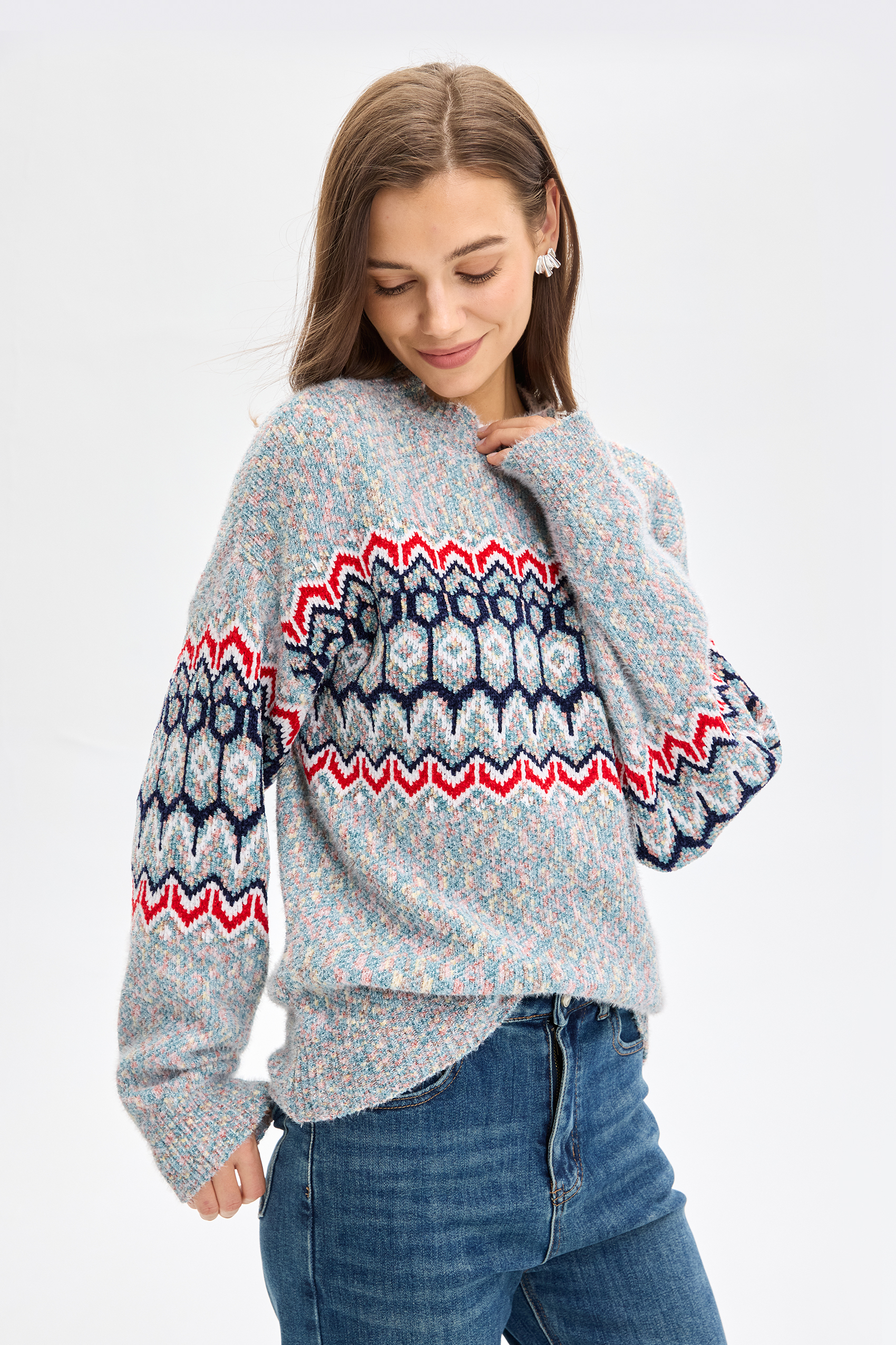  Vessira Women's wear Crewneck Fitted Grey with Crewneck Design & Long Sleeves