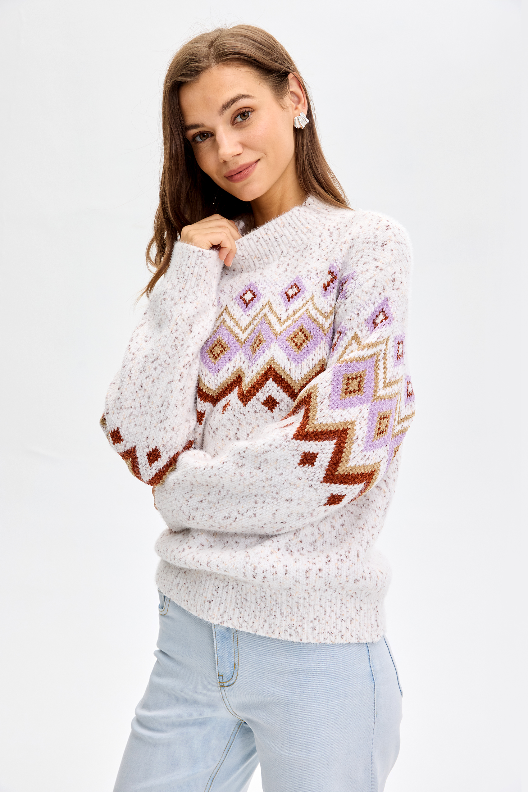  Vessira Womenswear Crewneck Fitted Grey with Crewneck Design & Long Sleeves