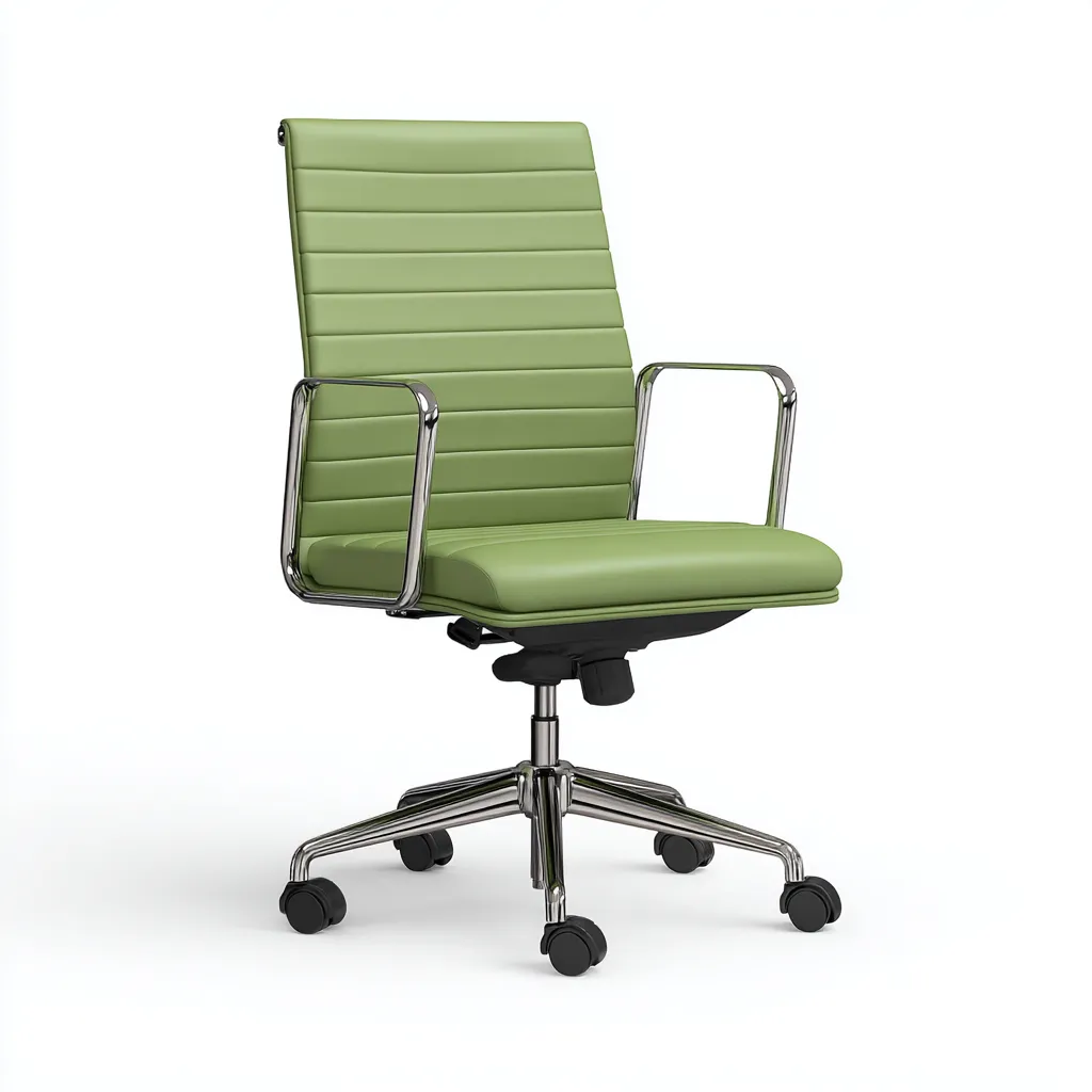 Bürostuhl aus Kunstleder in Hellgrün - 66 x 60 x 102 cm - moderner Hochlehner mit verchromtem Gestell und Armlehnen-Warmthive
