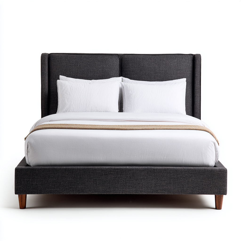 Doppelbett Stoff 210x190x105 cm - Dunkelgrau - Modernes Design mit Kopfteil