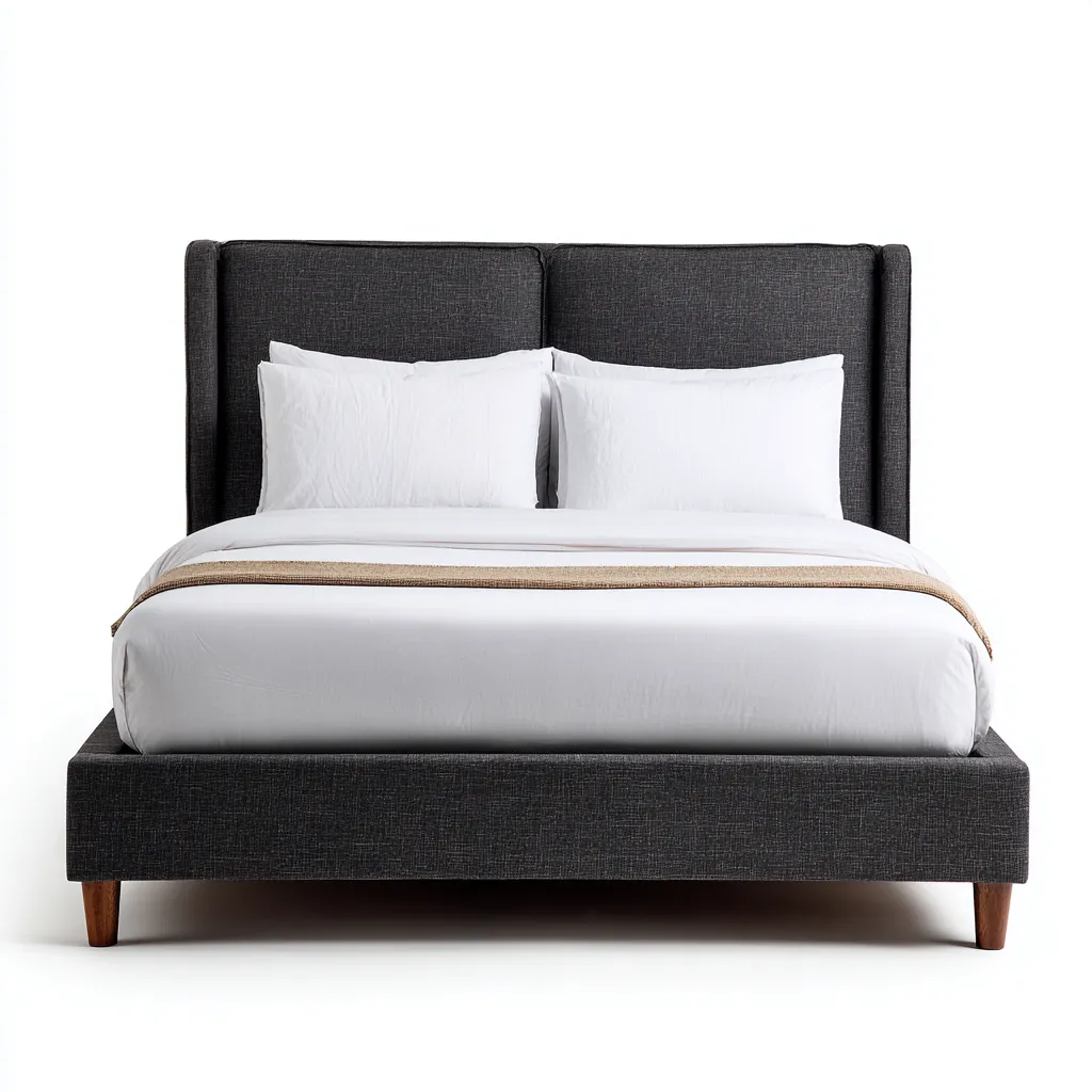 Doppelbett Stoff 210x190x105 cm - Dunkelgrau - Modernes Design mit Kopfteil