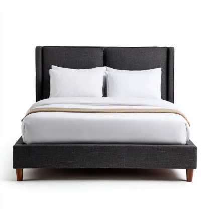 Doppelbett Stoff 210x190x105 cm - Dunkelgrau - Modernes Design mit Kopfteil