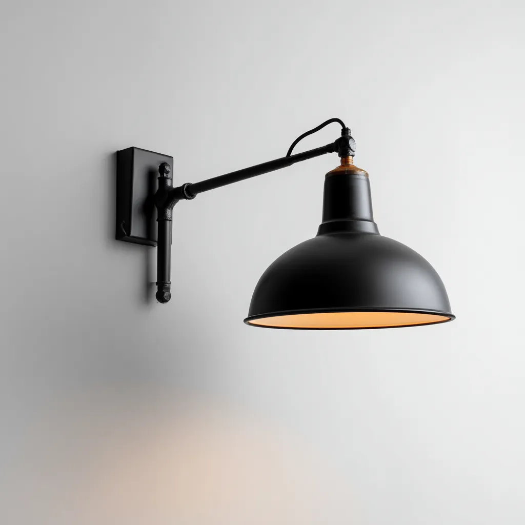 Wandleuchte Metall 28x20x25 cm - Schwarz - Industrieller Stil