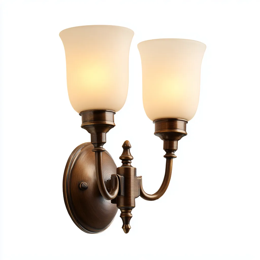 Wandleuchte Metall-Glas 28x20x34 cm - Bronze-Weiß - Doppelkelch Klassisch