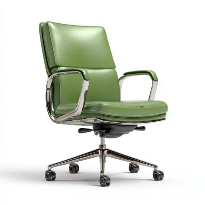 Bürostuhl aus Kunstleder in Hellgrün - 67 x 63 x 98 cm - moderner Drehstuhl mit verchromtem Gestell und Armlehnen-Warmthive