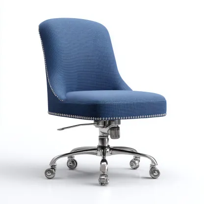 Bürostuhl aus Stoff mit Nietenverzierung - Blau - 60x58x90 cm - ergonomisch und höhenverstellbar - moderner Stil-Warmthive
