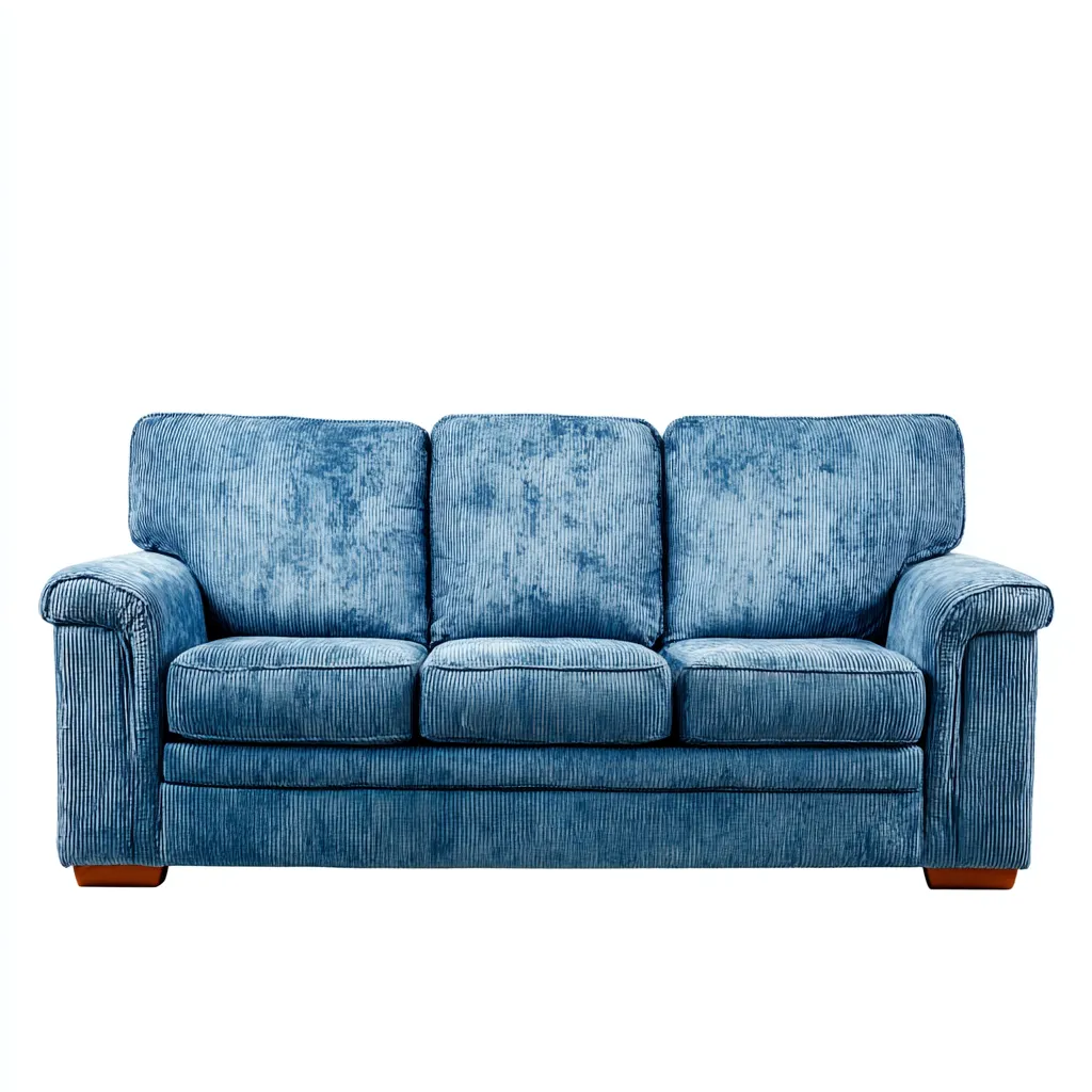 Sofa in gerader Form 210x92x88 cm Chenille - Blau - Mit extra weichen Polstern und Massivholzfüßen-Warmthive