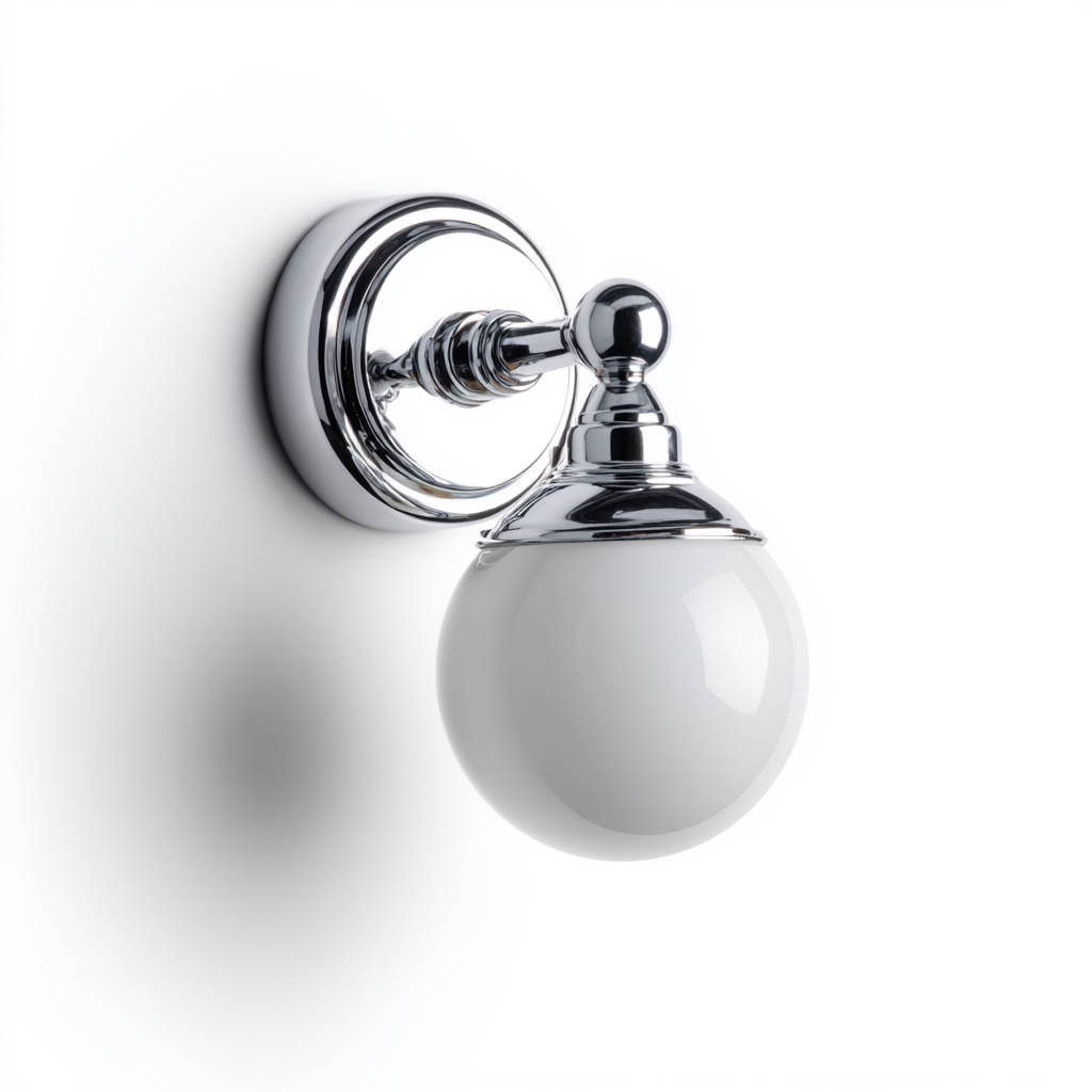 Wandleuchte Glas-Metall 15x20x22 cm - Chrom-Weiß - Kugelform Klassisch