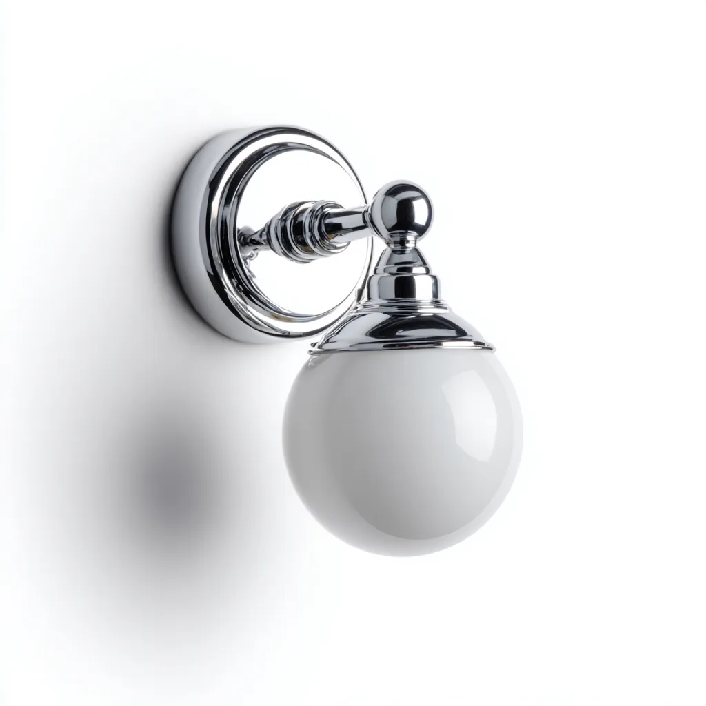 Wandleuchte Glas-Metall 15x20x22 cm - Chrom-Weiß - Kugelform Klassisch