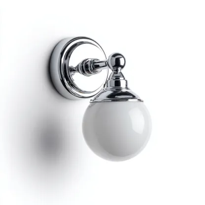 Wandleuchte Glas-Metall 15x20x22 cm - Chrom-Weiß - Kugelform Klassisch
