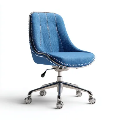 Bürostuhl aus Stoff mit Nietenverzierung - Hellblau - 59x56x89 cm - ergonomisch und höhenverstellbar - moderner Stil-Warmthive
