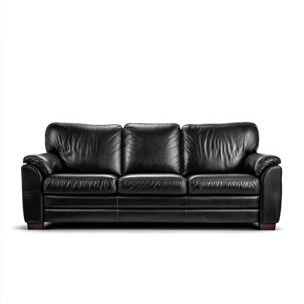 Sofa in gerader Form aus schwarzem Echtleder - 230x95x85 cm - Klassisches Design mit weichen Polstern-Warmthive