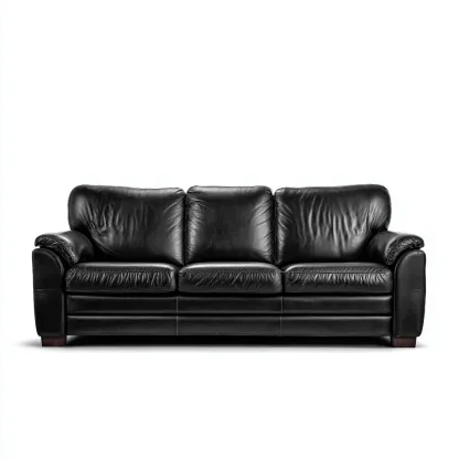 Sofa in gerader Form aus schwarzem Echtleder - 230x95x85 cm - Klassisches Design mit weichen Polstern-Warmthive