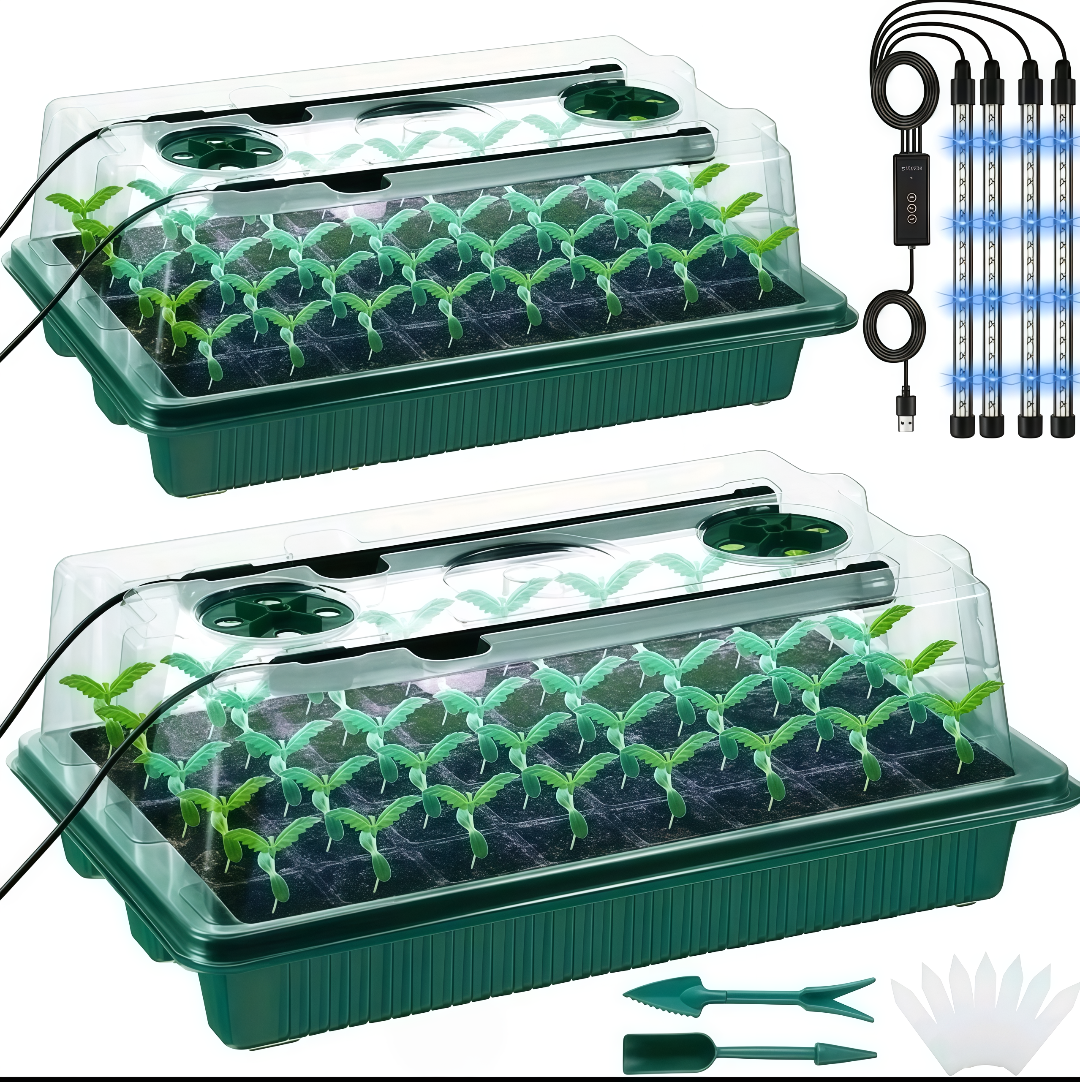 Indoor Seed Starting Kit – 40-Cell Plant Germination Tray with Adjustable Grow Light & Dome