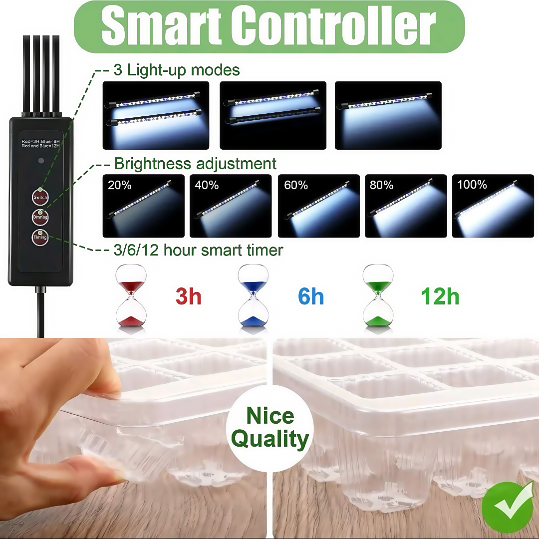 Indoor Seed Starting Kit – 40-Cell Plant Germination Tray with Adjustable Grow Light & Dome