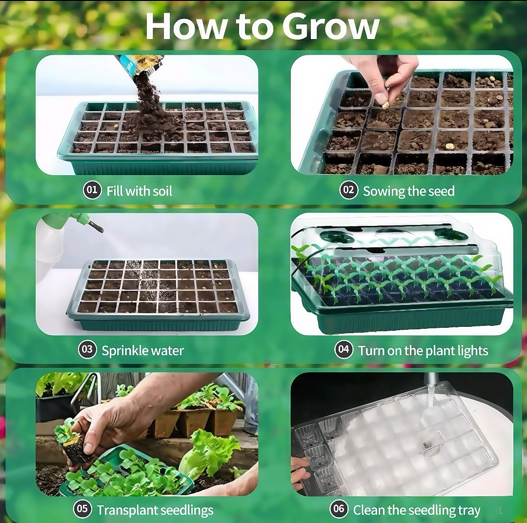 Indoor Seed Starting Kit – 40-Cell Plant Germination Tray with Adjustable Grow Light & Dome