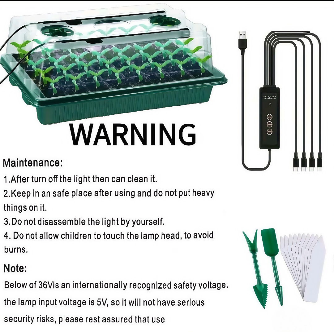 Indoor Seed Starting Kit – 40-Cell Plant Germination Tray with Adjustable Grow Light & Dome