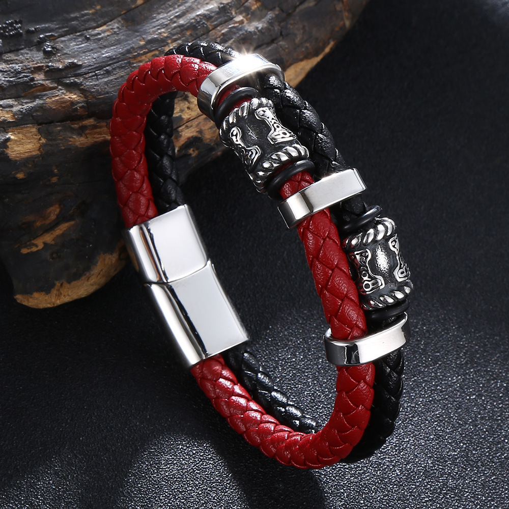 Viking Bead Leather Bracelet