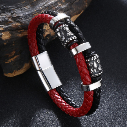 Viking Bead Leather Bracelet