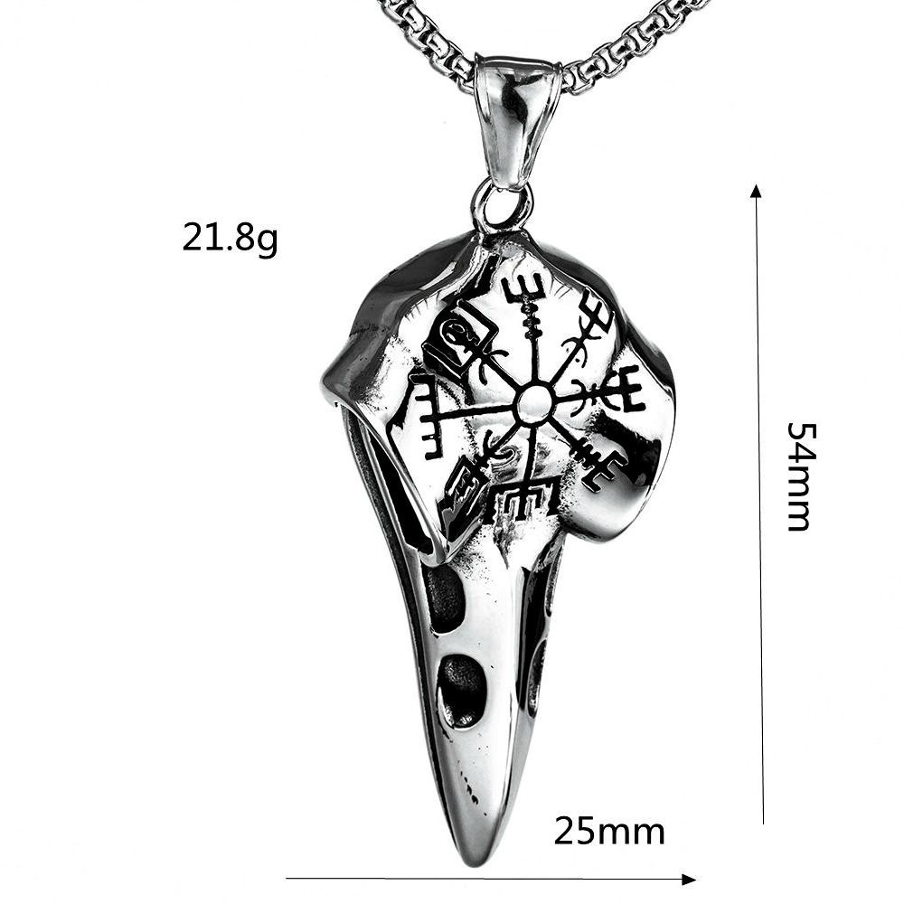 Viking Vegvisir Raven Skull Necklace