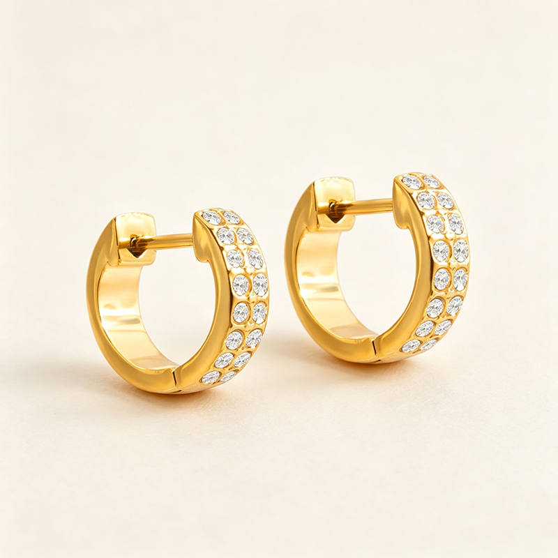 Pavé Gold Huggie Earrings