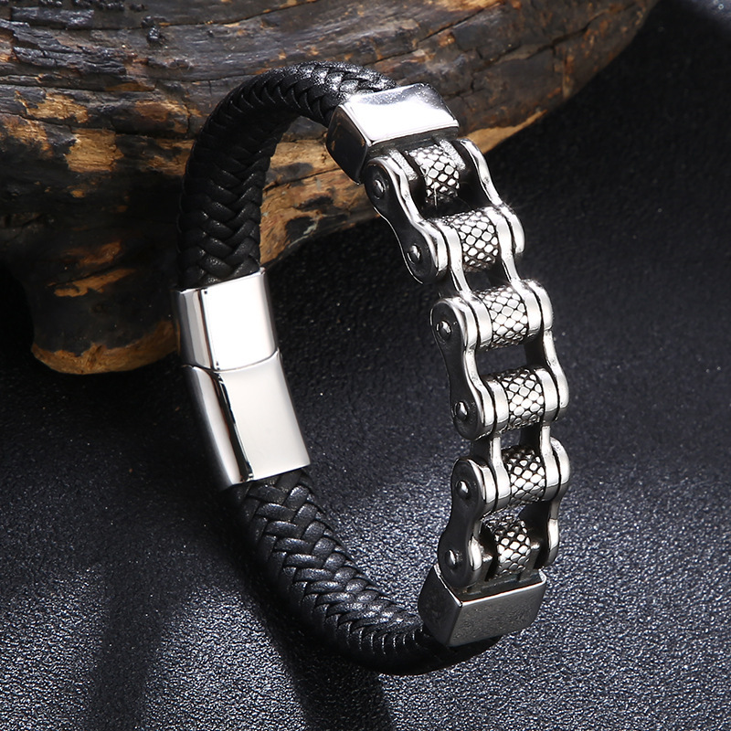Viking Battle Chain Braided Leather Bracelet