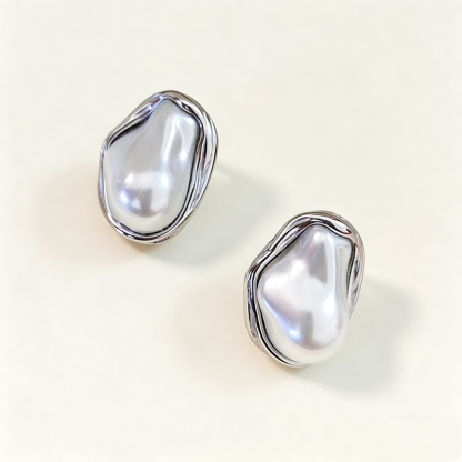 French Baroque Irregular Pearl Stud Earrings