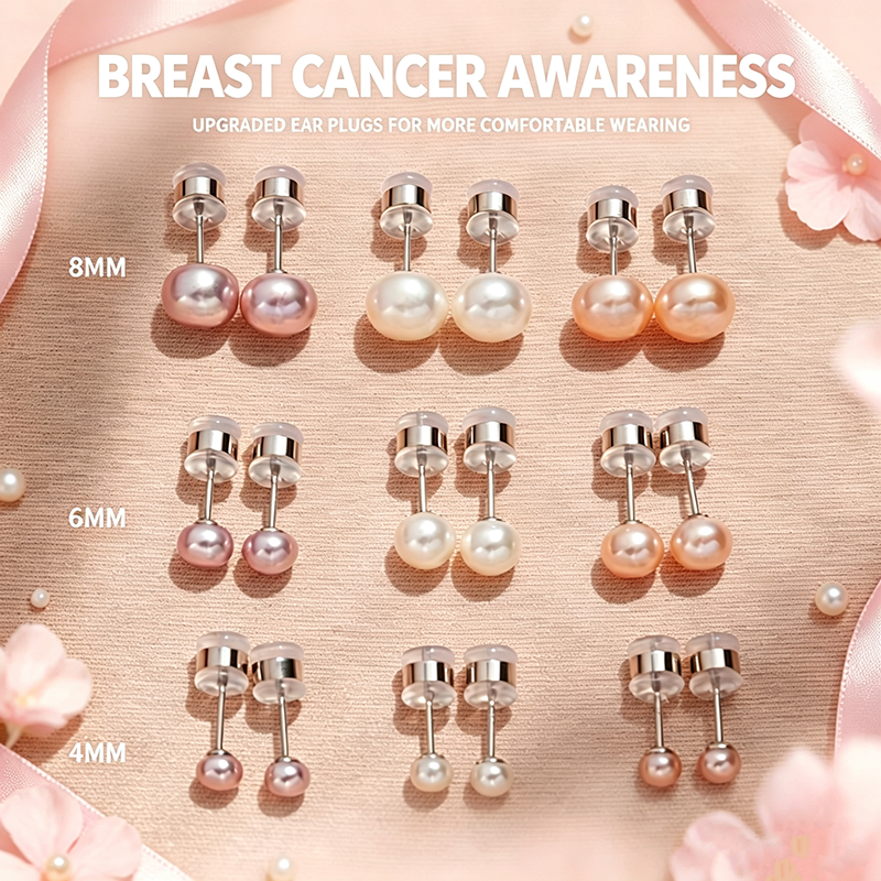 Support Breast Cancer Awareness | Freshwater Pearl Earrings | Buy 1 Get 1 Free Today