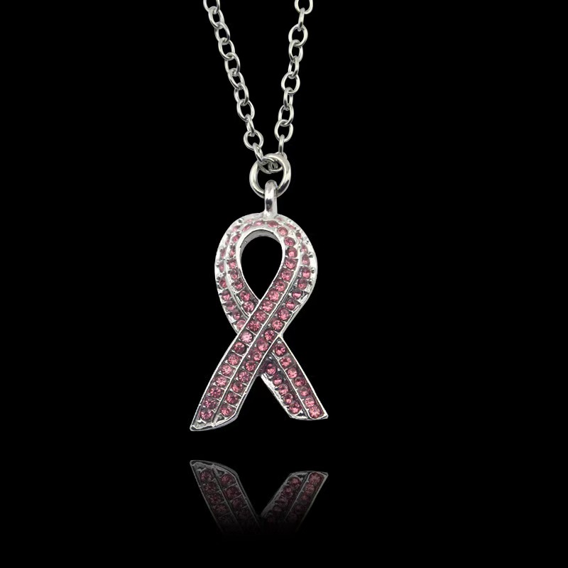 Pink Ribbon Sparkle Necklace | Breast Cancer Awareness Jewelry 