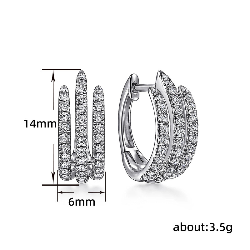 Triple Row Paved Huggie Earrings