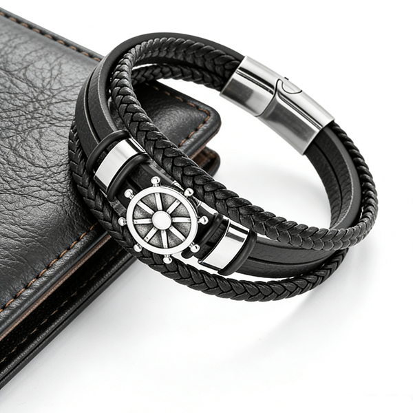 Norse Voyager Leather Bracelet