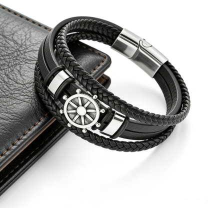 Norse Voyager Leather Bracelet