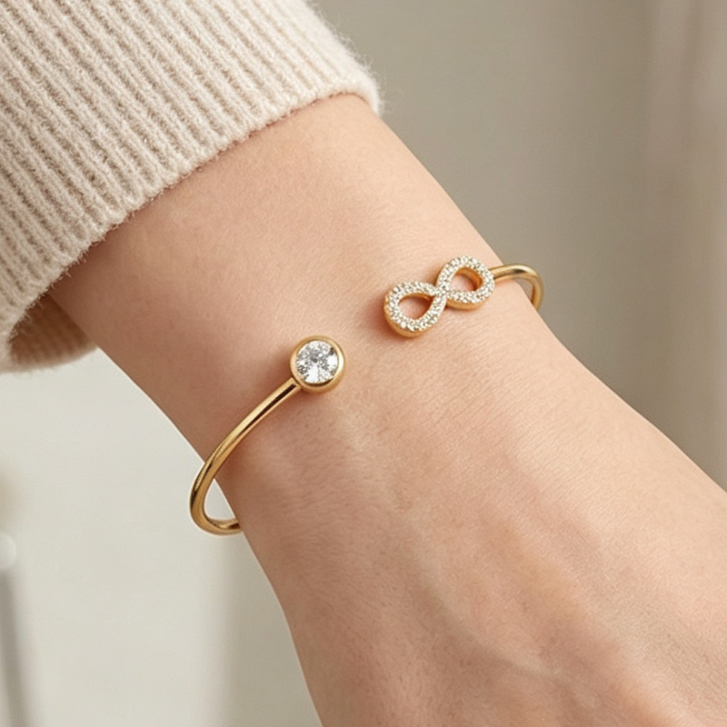 Infinity Paved Zircon Open Cuff Bangle