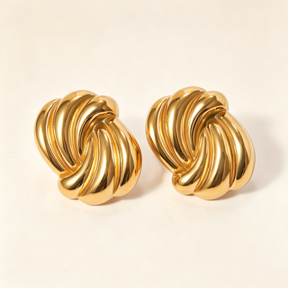 French Vintage Twisted Croissant Stud Earrings