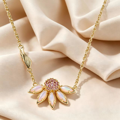 Iridescent Petal Daisy Necklace