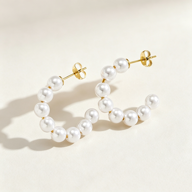 Gold Cala Pearl Hoops