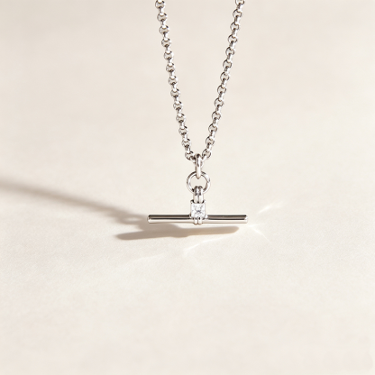 Square CZ OT T-Bar Necklace