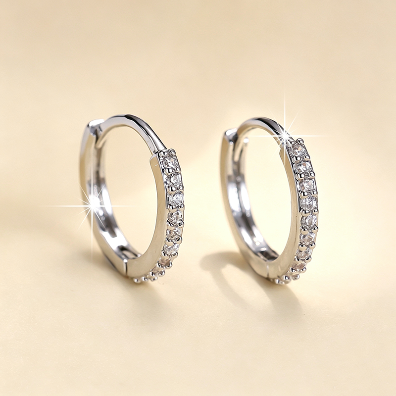 Paved CZ Gold Huggie Earrings