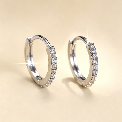 Paved CZ Gold Huggie Earrings