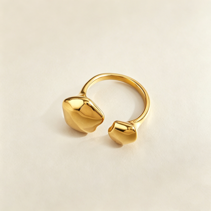 Irregular Pebble Open Gold Ring