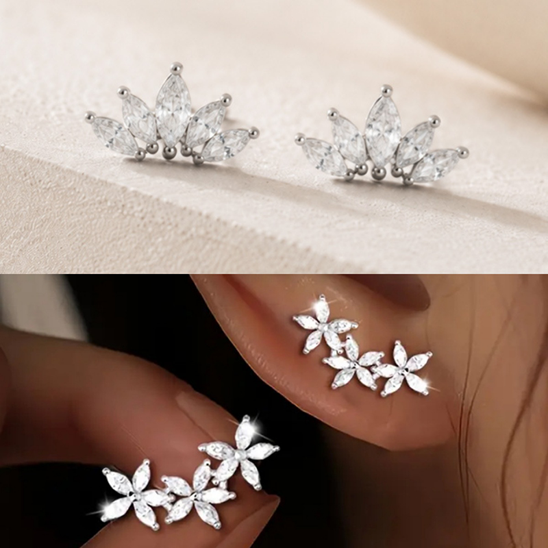 Crown Marquise Zircon Stud Earrings