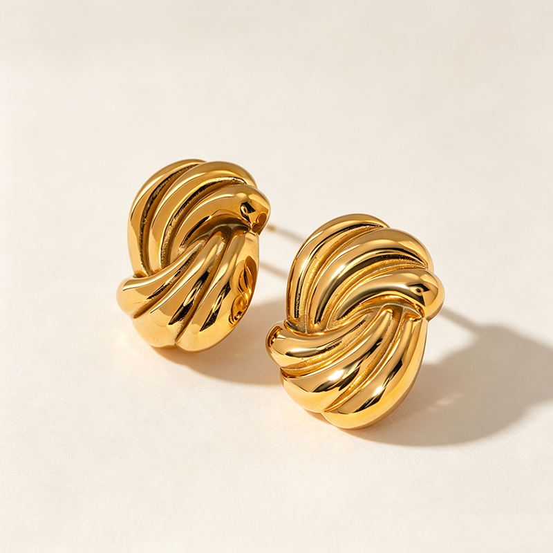 French Vintage Twisted Croissant Stud Earrings
