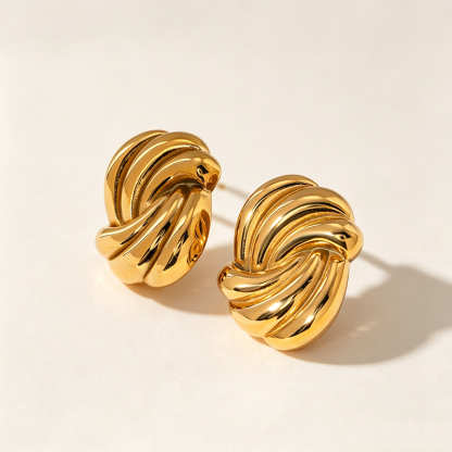 French Vintage Twisted Croissant Stud Earrings
