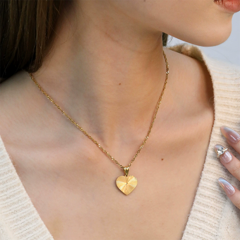 Sunburst Heart Gold Necklace