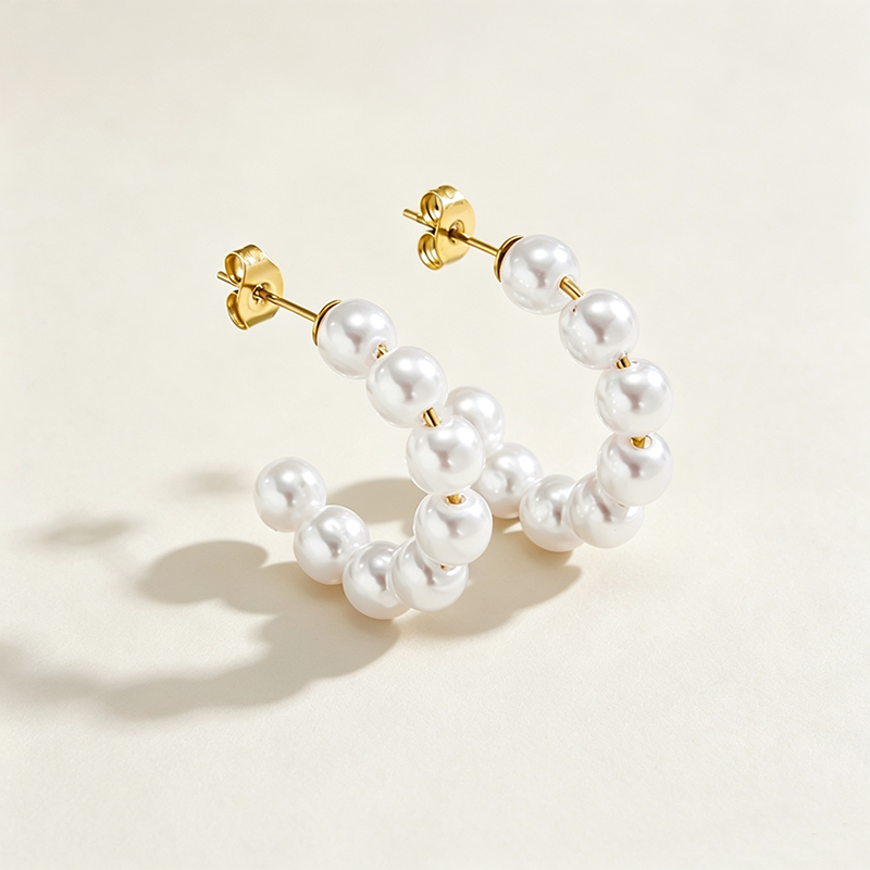 Gold Cala Pearl Hoops