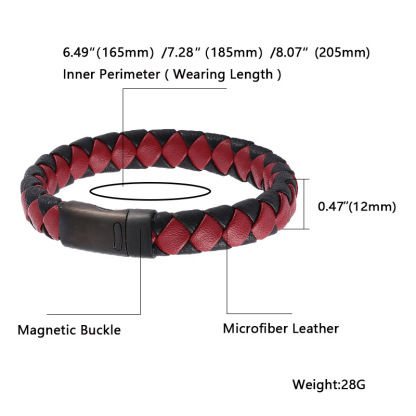 Viking Warrior Pattern Two-Tone Braided Leather Bracelet