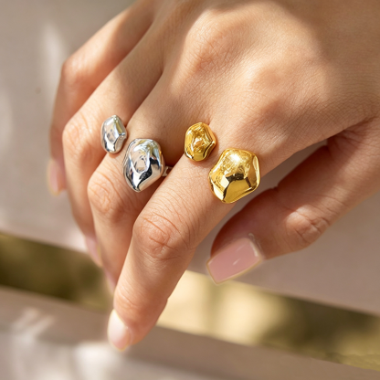 Irregular Pebble Open Gold Ring