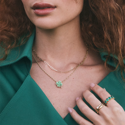 Vintage Clover Inlaid Necklace