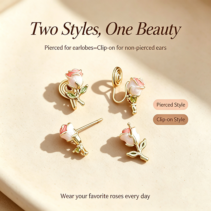 Support Breast Cancer Awareness |  Hope Rose Awareness Earrings